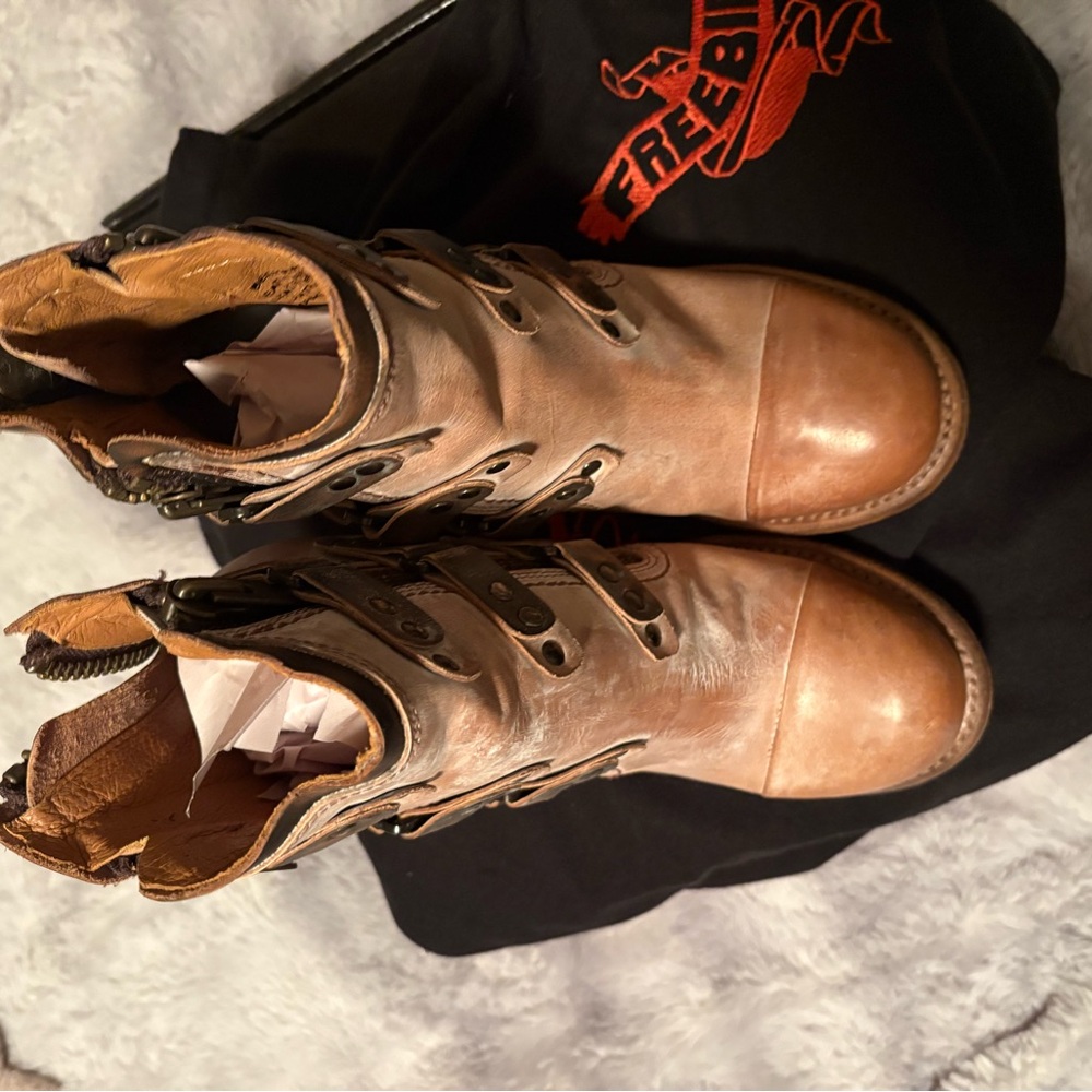 Freebird Tan Leather Ankle Boots